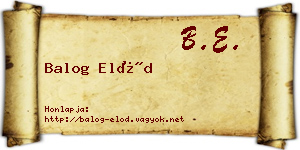 Balog Előd névjegykártya