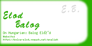 elod balog business card